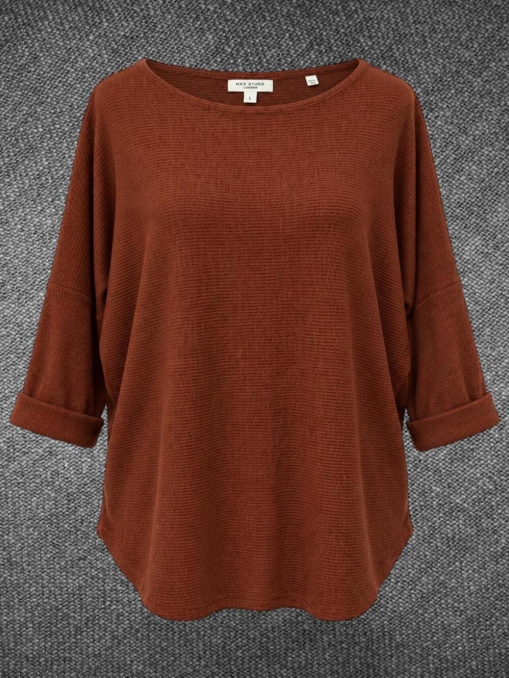 Max Studio Rust Oversized Knit Tunic Top Size L